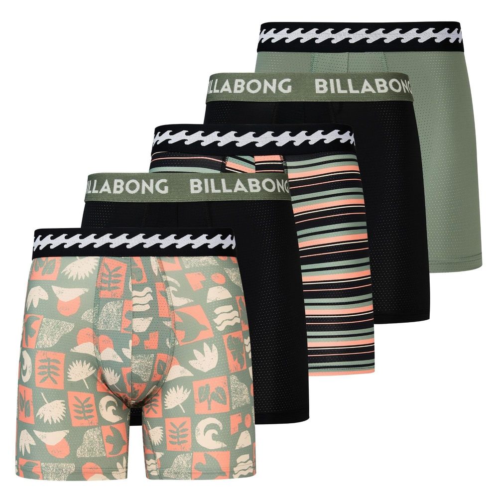 NEW Billabong Mens Underwear 5 Pack Microfiber Performance Boxer Briefs for Men